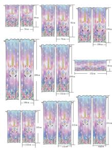 花卉圖案和獨角獸樣式單片窗簾 - 彩色 - 查看 7