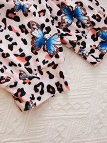 Girls Butterfly & Slogan Graphic PJ Set - Multicolor - View 4