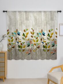 Cortina una sola pieza con estampado de hoja - Multicolor - Ver 1