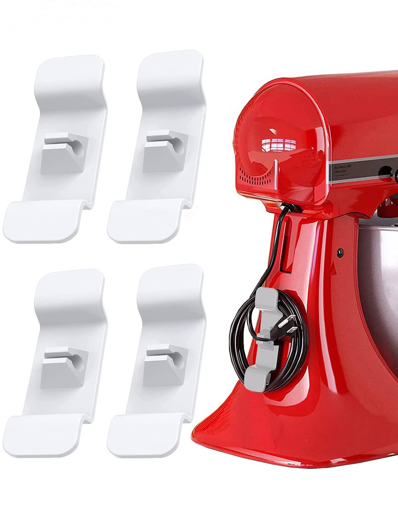 4pcs Household Appliances Cable Organizing Hub, Simple Wire Storage & Management, Kitchen Cord Winder, Soft Cable Fastener & Concealer - White - View 1