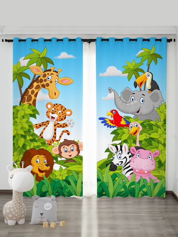 ستارة بطباعة حيوان ورسوم كارتون 2 قطع