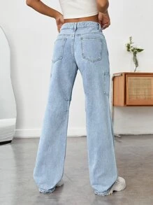 Jeans cargo con bolsillo con solapa - Lavado ligero - Ver 2