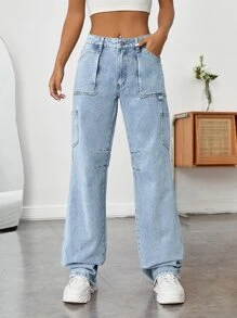 Jeans cargo con bolsillo con solapa - Lavado ligero - Ver 3