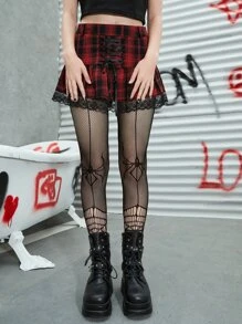 ROMWE Goth Medias de malla con patrón de araña - Negro - Ver 6