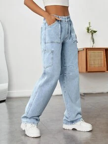 Jeans cargo con bolsillo con solapa - Lavado ligero - Ver 4