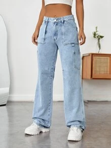 Jeans cargo con bolsillo con solapa - Lavado ligero - Ver 5