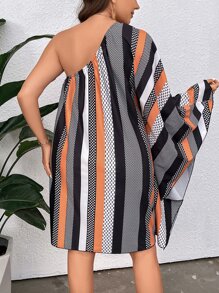 SHEIN LUNE Đầm Plus Size Chấm bi Sọc Boho - Nhiều màu - Xem 3