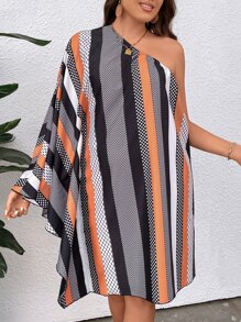 SHEIN LUNE Đầm Plus Size Chấm bi Sọc Boho - Nhiều màu - Xem 4