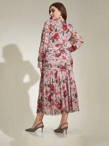 Modelyn Vestido con estampado floral fruncido bajo con fruncido - Multicolor - Ver 2