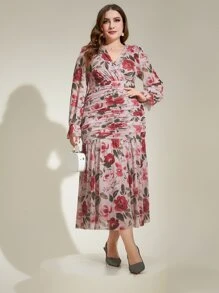 Modelyn Vestido con estampado floral fruncido bajo con fruncido - Multicolor - Ver 7
