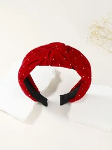 Diadema con diamante de imitación & con diseño de nudo - Burdeos - Ver 1