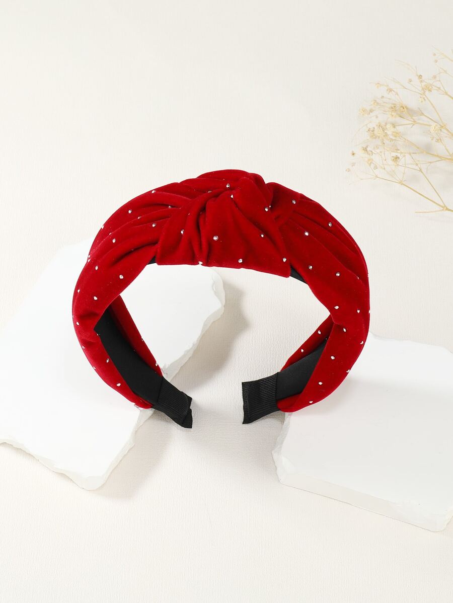 Diadema con diamante de imitación & con diseño de nudo - Burdeos - Ver 1