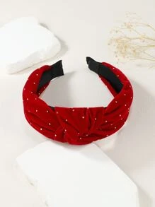 Diadema con diamante de imitación & con diseño de nudo - Burdeos - Ver 2