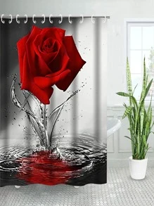 玫瑰印花防水浴簾 - 彩色 - 查看 2