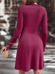 Ellegaria. Cable Knit Seam Detail Sweater Dress Fall Winter Cloth For Women
