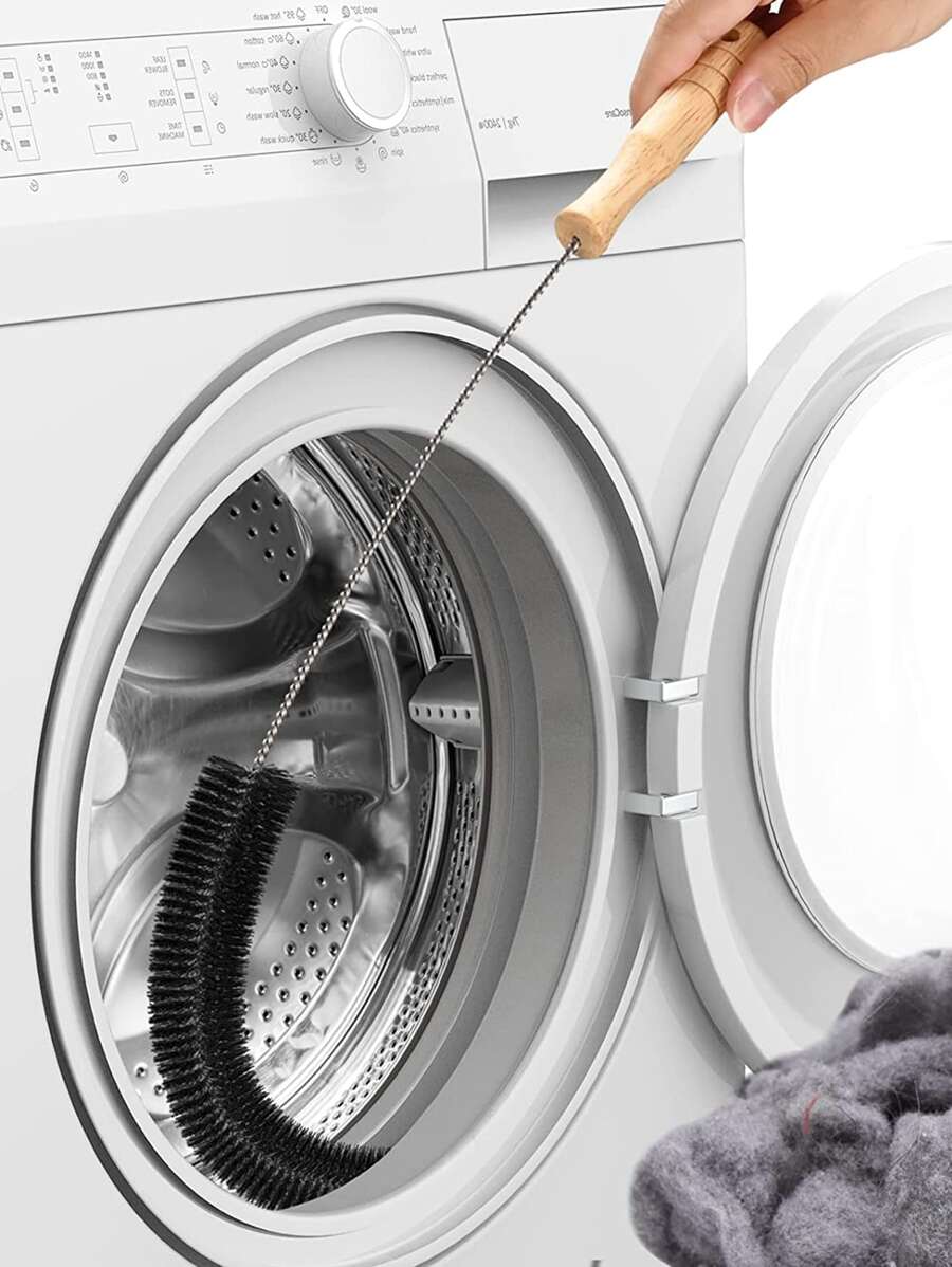 SHEIN Basic living 1 件装洗衣机清洁刷，木柄长角清洁刷，适用于家庭、厨房、浴室、家居、家居用品供应商