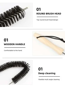 SHEIN Basic living 1 件装洗衣机清洁刷，木柄长角清洁刷，适用于家庭、厨房、浴室、家居、家居用品供应商