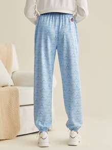 THE BIG BANG THEORY X SHEIN 緊身長褲,全印花設計,斜口袋款式 - 淺藍色 - 查看 2