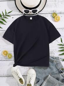 Girls Floral & Slogan Graphic Tee - Black - View 2