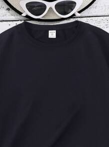 Girls Floral & Slogan Graphic Tee - Black - View 4