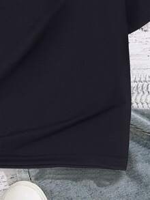 Girls Floral & Slogan Graphic Tee - Black - View 5