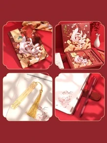 1box Random Pattern Notebook With Ballpoint Pen & Bookmark - Multicolor - View 5