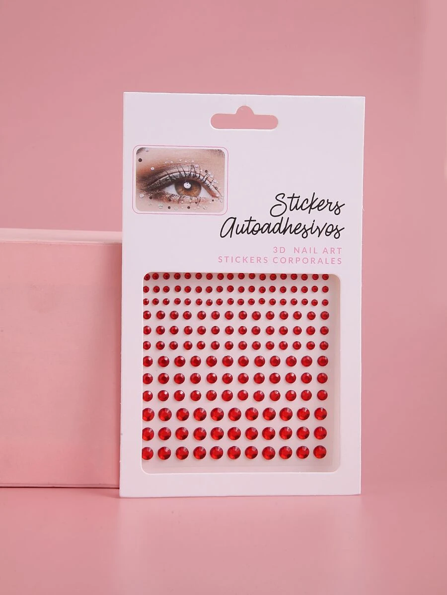 1 张多色 3D 树脂宝石贴纸，适用于 DIY 化妆和派对眼部装饰 - 紅色 - 查看 1