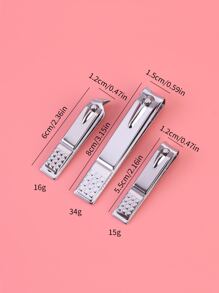 3pcs Stainless Steel Nail Clippers - Silver - View 5