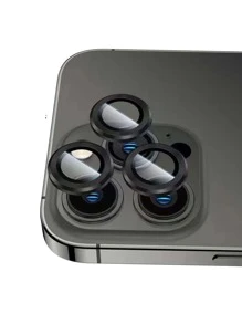 相机保护玻璃适用于 14 13 12 11 Pro Max 迷你镜头保护膜，适合生日、家人、朋友的礼物，合金金属带钢化玻璃全覆盖，镜头保护膜，手机配件 - 黑色 - 查看 1