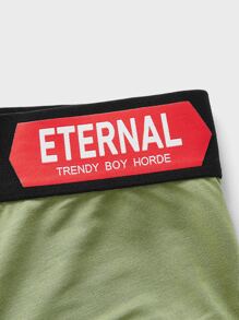 Hombres Calzoncillos con estampado de letra - Verde militar - Ver 5