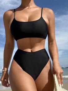 Criss Cross Bikini Set Bãi Biển Mùa Hè - màu đen - Xem 2