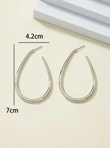 Pendientes de aro abierto con diseño de gota de agua - Plateado - Ver 3