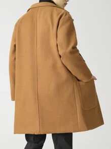 Áo choàng Nam Túi Nút phía trước màu trơn Giải trí - Màu Cam cháy - Xem 2