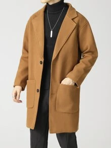 Áo choàng Nam Túi Nút phía trước màu trơn Giải trí - Màu Cam cháy - Xem 4