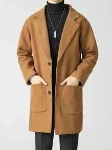 Áo choàng Nam Túi Nút phía trước màu trơn Giải trí - Màu Cam cháy - Xem 6