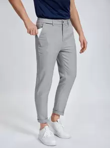 Calvornis 男士斜口袋西裝褲 - 淺灰色 - 查看 1