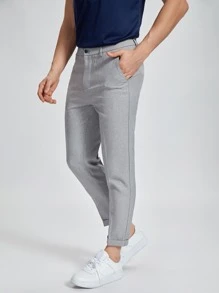 Calvornis 男士斜口袋西裝褲 - 淺灰色 - 查看 3