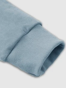 Manfinity Men 1pc Letter Patched Detail Drop Shoulder Pullover - Dusty Blue - View 3