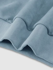 Manfinity Men 1pc Letter Patched Detail Drop Shoulder Pullover - Dusty Blue - View 4