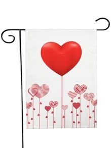1pc Heart Print Garden Flag - Multicolor - View 1