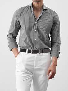 男士矩形搭扣腰帶 - 咖啡棕 - 查看 5