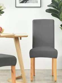 1pc Solid Stretchy Chair Slipcover - Dark Grey - View 2