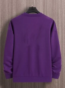 Manfinity Hypemode Jersey Suelto De Hombros Caídos Con Bordado Floral Para Hombre - Morado - Ver 2