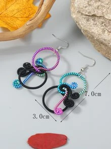 Bông tai thả xoáy khối màu - Nhiều màu - Xem 3