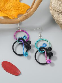 Bông tai thả xoáy khối màu - Nhiều màu - Xem 4