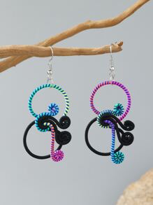 Bông tai thả xoáy khối màu - Nhiều màu - Xem 5