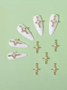 10 piezas Decoración de uñas con diamantes de imitación - Dorado - Ver 1