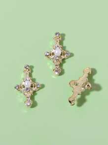 10 piezas Decoración de uñas con diamantes de imitación - Dorado - Ver 2