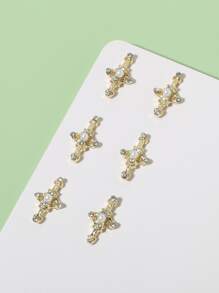 10 piezas Decoración de uñas con diamantes de imitación - Dorado - Ver 3