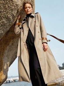 MOTF PREMIUM DOUBLE BREASTED BELTED TRENCH COAT - Multicolor - View 2